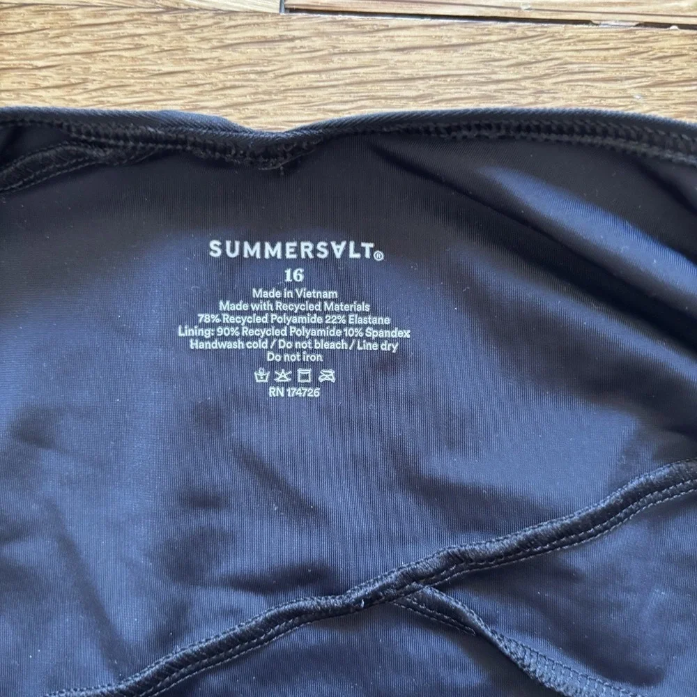 Summersalt Perfect Wrap One Piece Swimsuit Womens 16 Black Chic Minimizing Chic